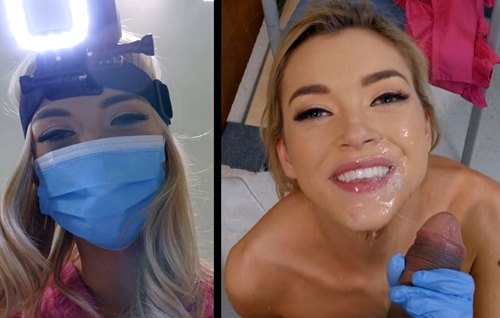 Обаятельная стоматолог благодарна своему боссу за пасту для блестящей улыбки.